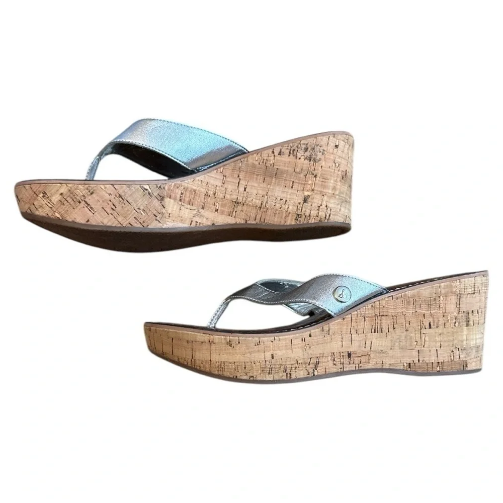 Sam Edelman, size 9.5, platform heel sandals, cork and silver